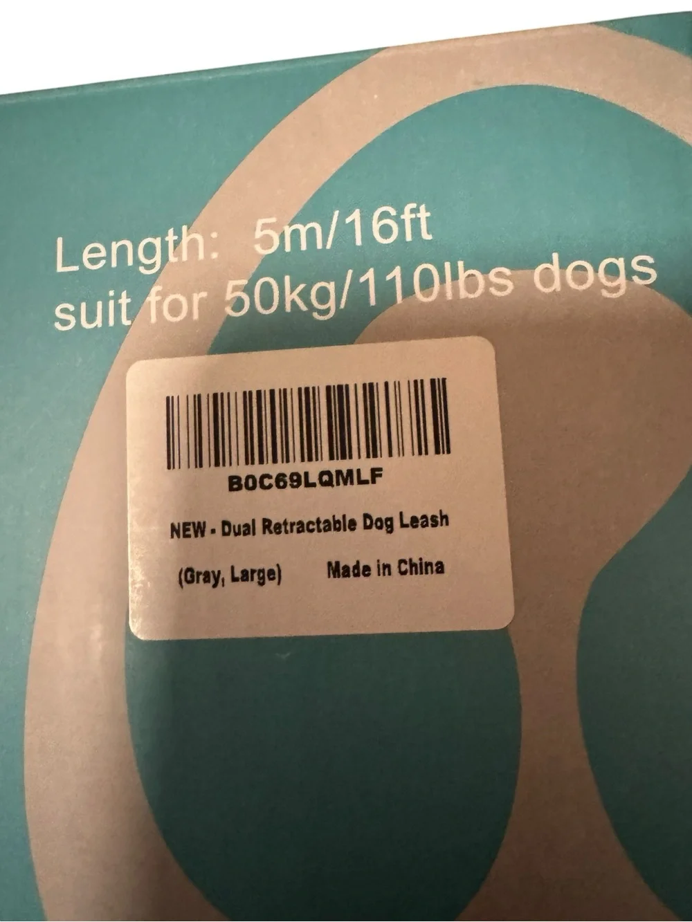Dual Retractable Dog Leash- Gray. New in Box